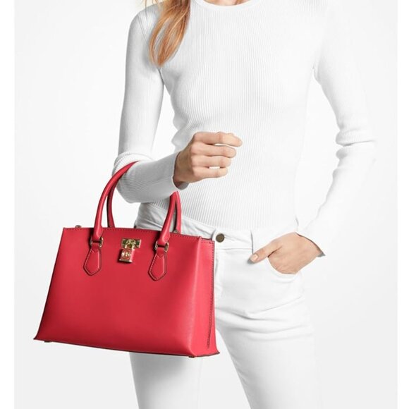 🔥Michael Kors® Ruby Medium Satchel Crimson - Picture 4 of 10